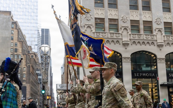 NY National Guard's 1st Battalion, 69th Infantry Regiment leads St. Patrick's Day Parade for 175th time