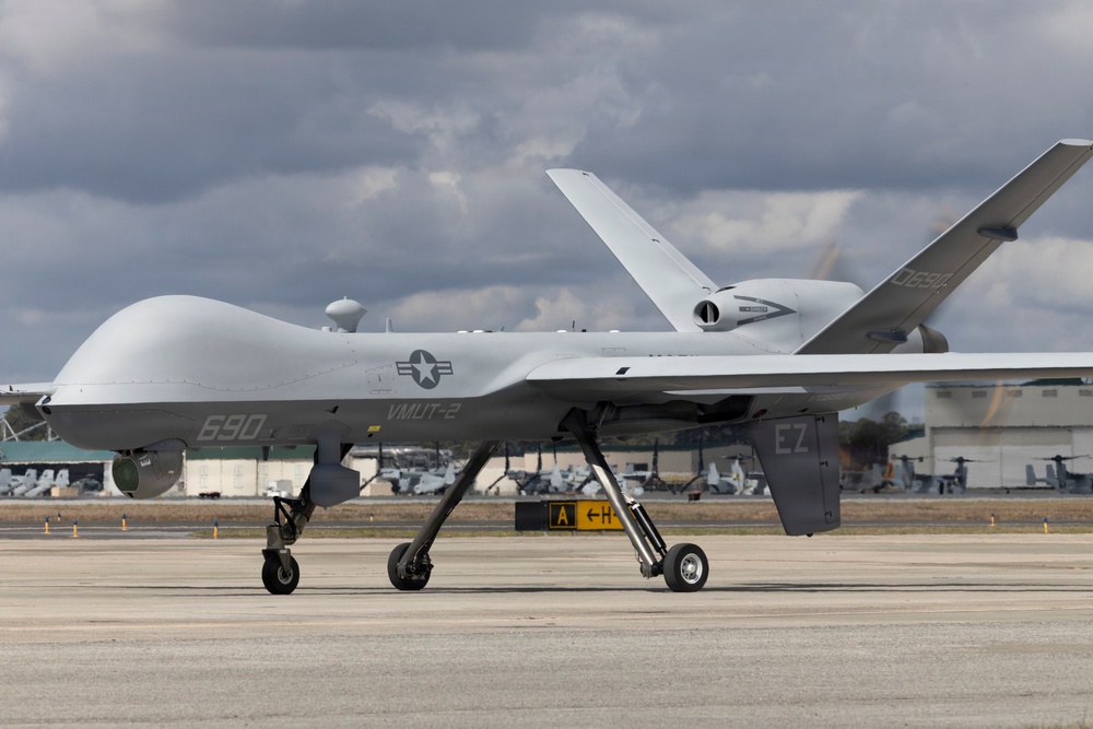 VMUT-2's MQ-9A makes its inaugural landing at Marine Corps Air Station New River