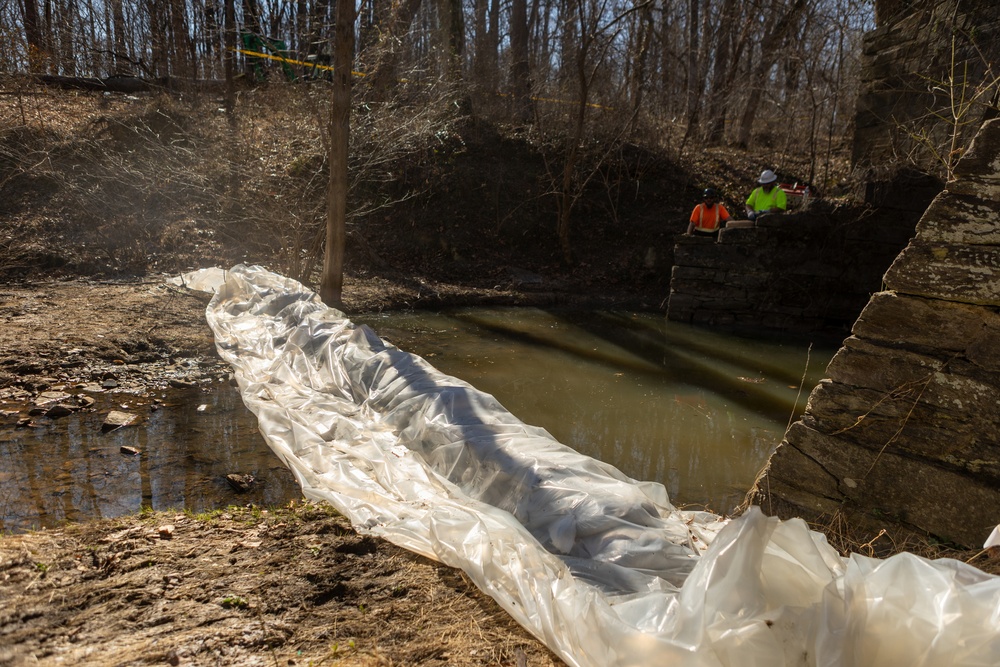 U.S. Army Corps of Engineers installs containment system in Rock Run culvert to aid Potomac Interceptor response