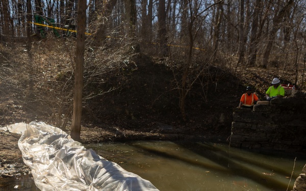 U.S. Army Corps of Engineers installs containment system in Rock Run culvert to aid Potomac Interceptor response