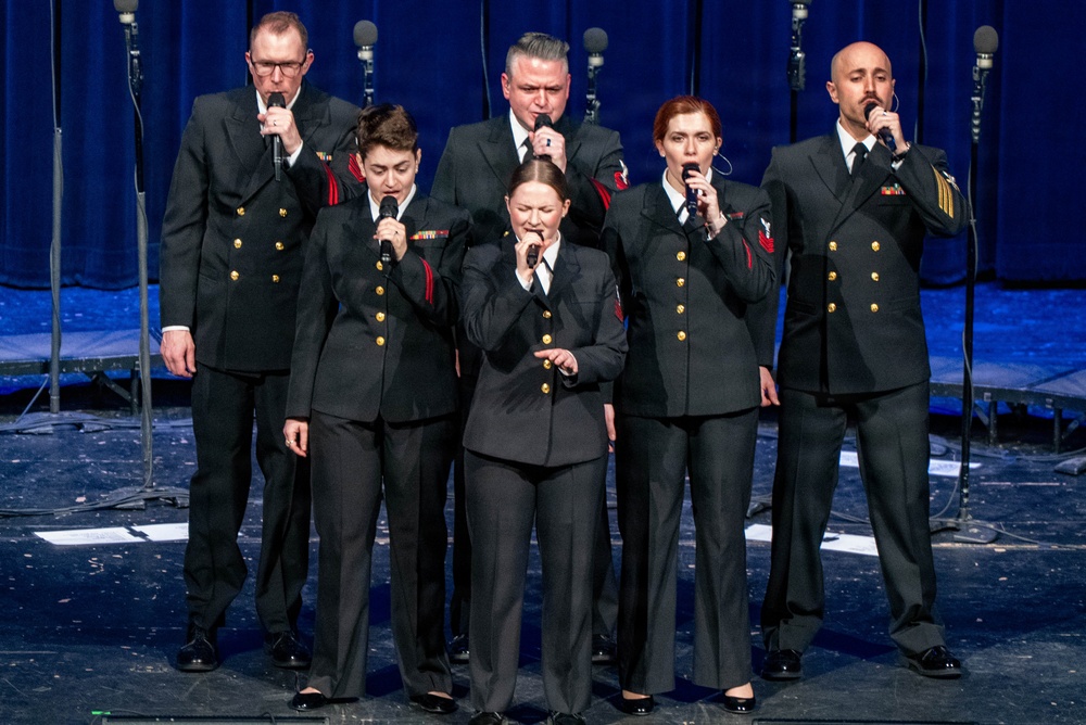 The US Navy Band Sea Chanters perform at Roberts Wesleyan University