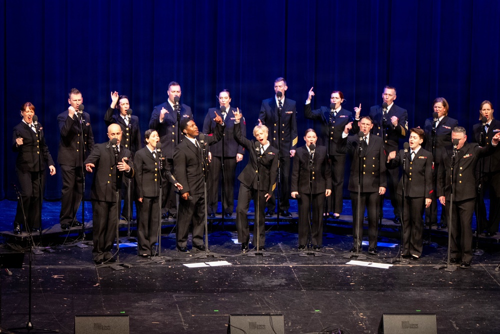The US Navy Band Sea Chanters perform at Roberts Wesleyan University