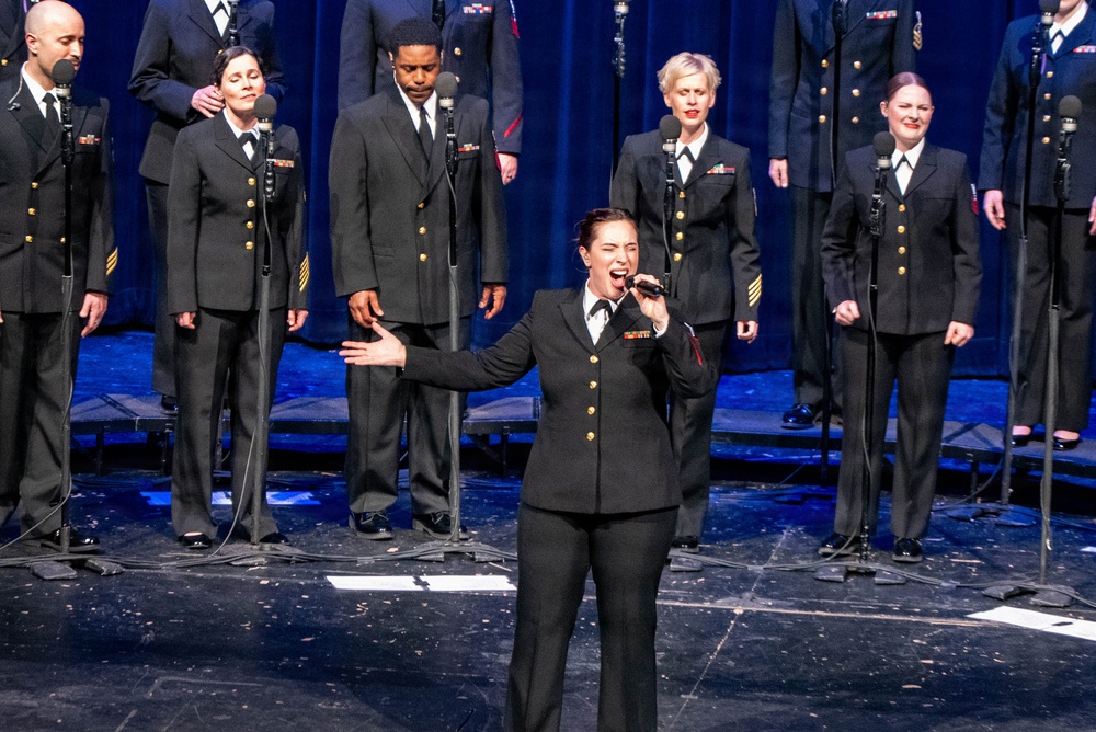 The US Navy Band Sea Chanters perform at Roberts Wesleyan University