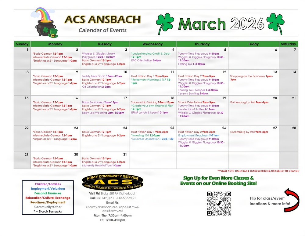 ACS Calendar of events - March 2026