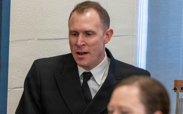 Musician 1st Class David Agee of the US Navy Band Sea Chanters perform at Schalmont High School