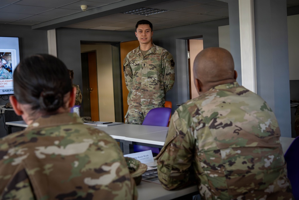 CMSgt Woods engages with Airmen during visit to Spangdahlem Air Base