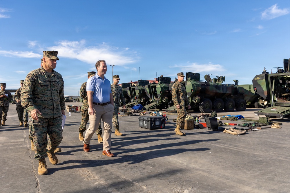 Assistant Secretary of the Navy for Manpower and Reserve Affairs, the Honorable Benjamin C. Kohlmann, visits I Marine Expeditionary Force