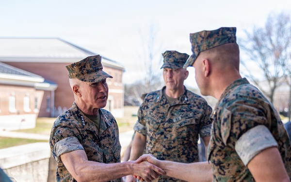 The Commandant, Gen. Eric M. Smith speaks to Warrant Officer Basic Course India Company