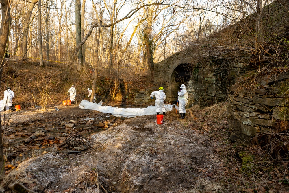 U.S. Army Corps of Engineers crews continue remediation activities at Potomac Interceptor Collapse Site
