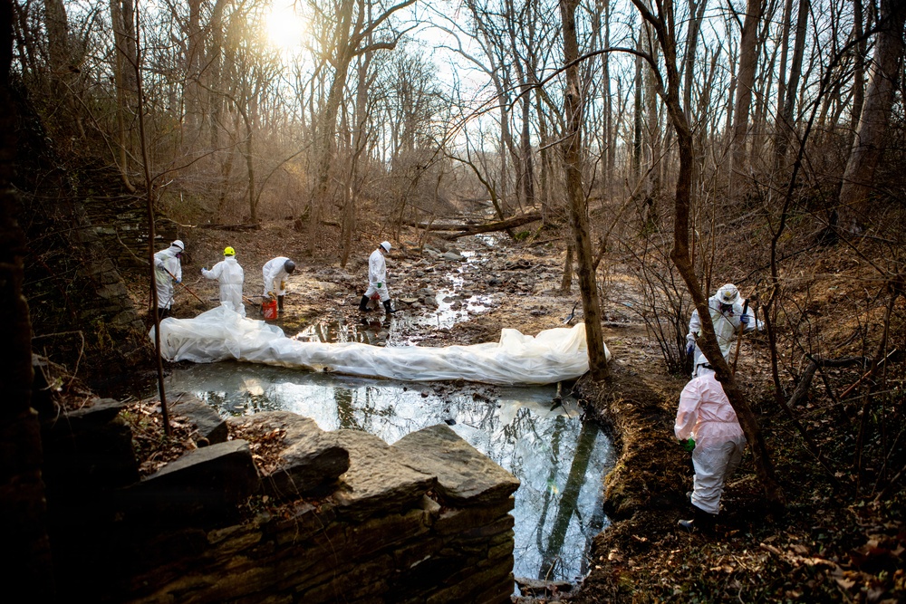 U.S. Army Corps of Engineers crews continue remediation activities at Potomac Interceptor Collapse Site