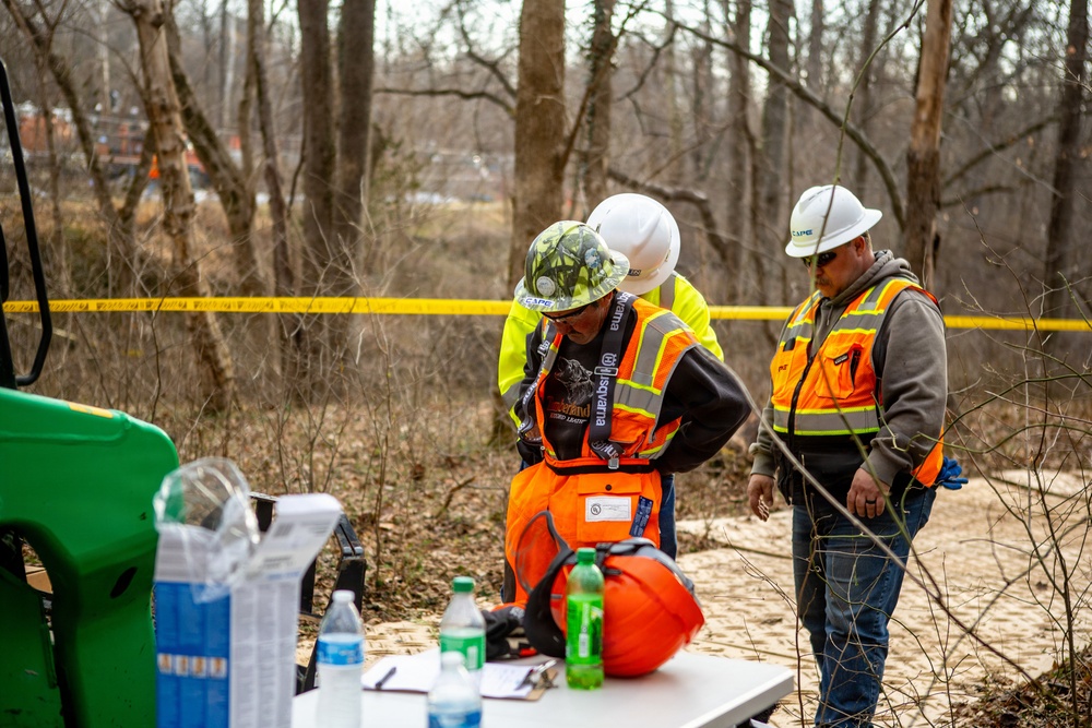 U.S. Army Corps of Engineers crews continue remediation activities at Potomac Interceptor Collapse Site