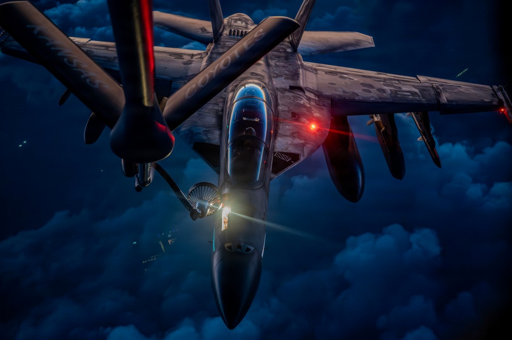 US Air Force KC-135 conducts aerial refueling in support of Operation Epic Fury