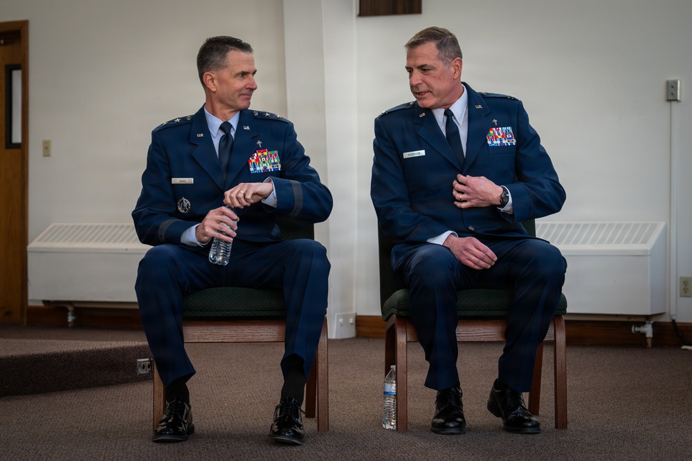 Col Brian Anderson celebrates retirement with Chief of Chaplains, family