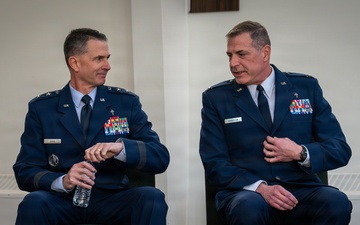 Col Brian Anderson celebrates retirement with Chief of Chaplains, family