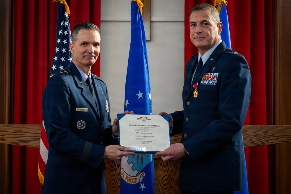 Col Brian Anderson celebrates retirement with Chief of Chaplains, family