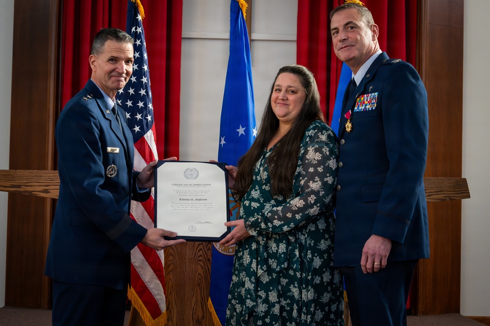 Col Brian Anderson celebrates retirement with Chief of Chaplains, family