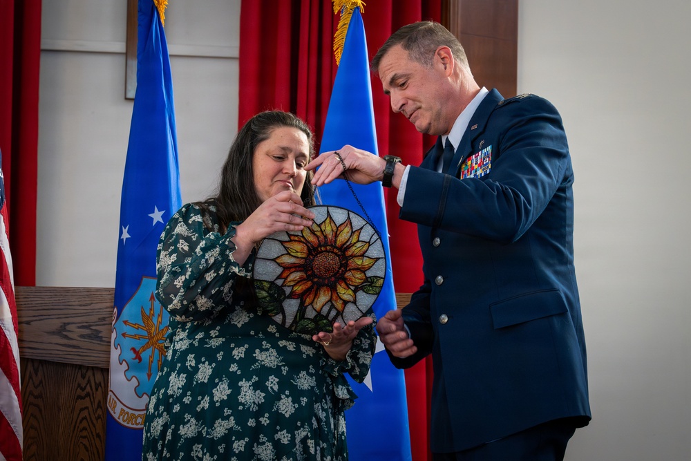 Col Brian Anderson celebrates retirement with Chief of Chaplains, family