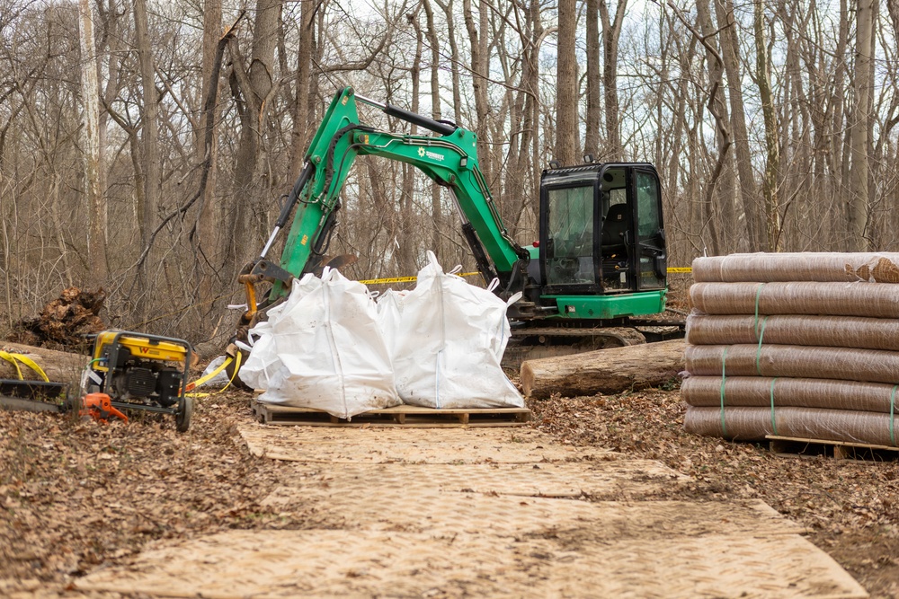 U.S. Army Corps of Engineers crews continue remediation activities at Potomac Interceptor Collapse Site