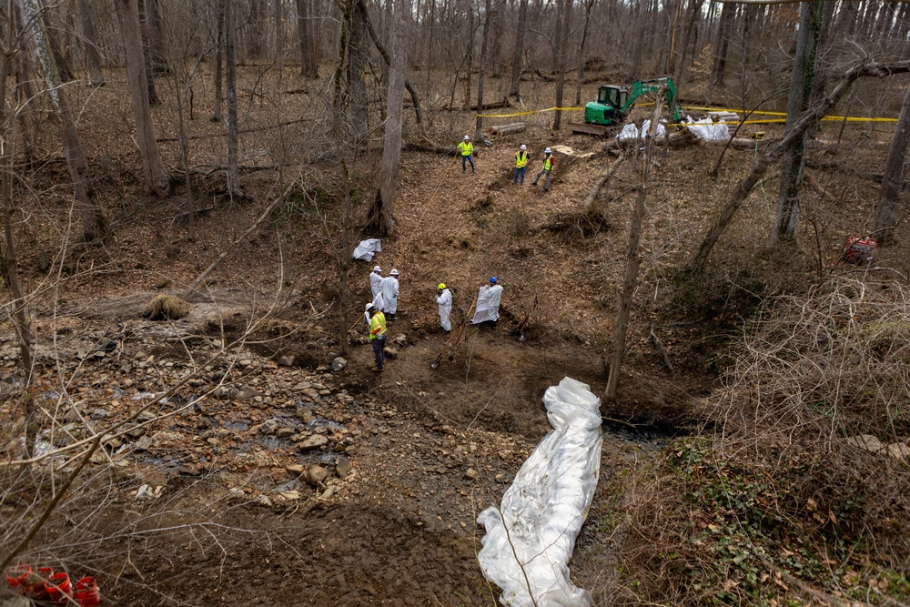 U.S. Army Corps of Engineers crews continue remediation activities at Potomac Interceptor Collapse Site