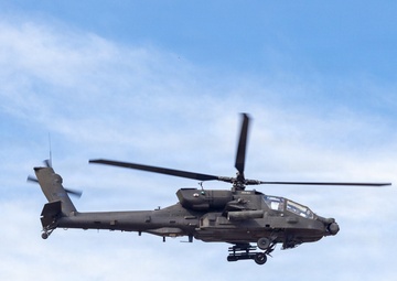 Soldiers conduct aerial exercise using AH-64E Apache helicopters