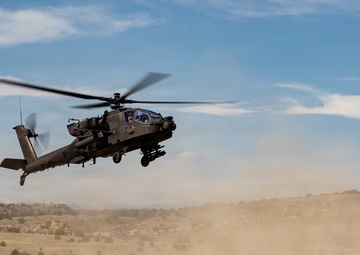 Soldiers conduct aerial exercise using AH-64E Apache helicopters