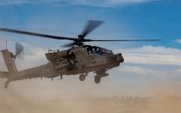 Soldiers conduct aerial exercise using AH-64E Apache helicopters