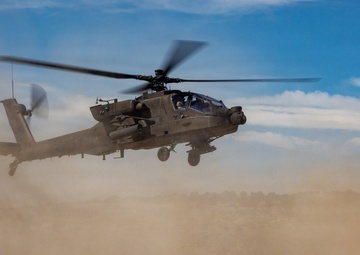 Soldiers conduct aerial exercise using AH-64E Apache helicopters