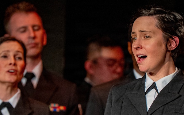 Musician 1st Class Alissa Suver performs with the US Navy Band Sea Chanters at the Earlville Opera House