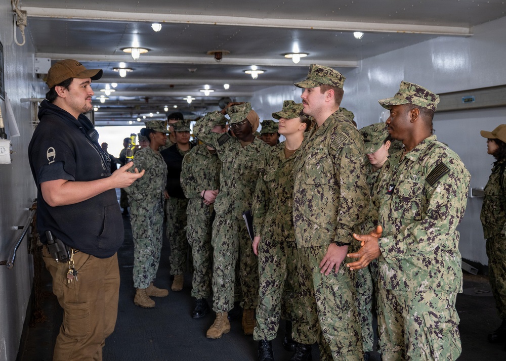 March 11, 2026 -- Sailors visit USNS John Lenthall (TAO 189) before COMFEX