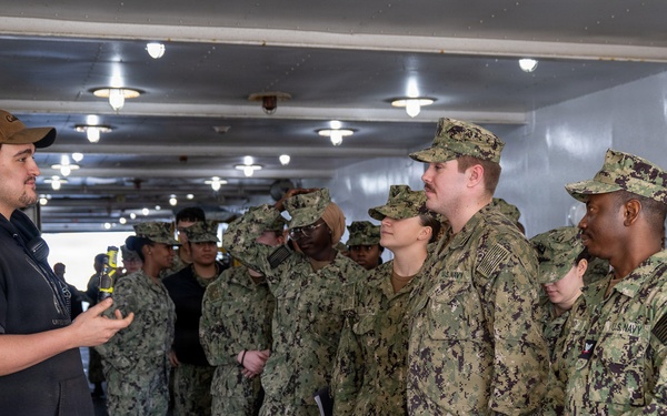 March 11, 2026 -- Sailors visit USNS John Lenthall (TAO 189) before COMFEX