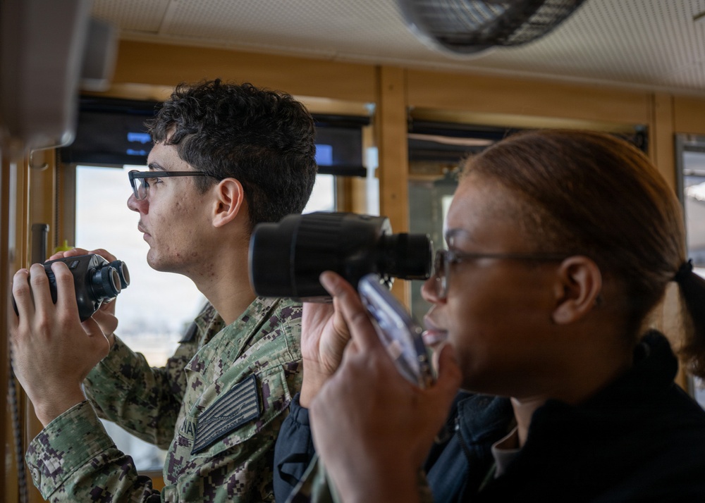 March 11, 2026 -- Sailors visit USNS John Lenthall (TAO 189) before COMFEX