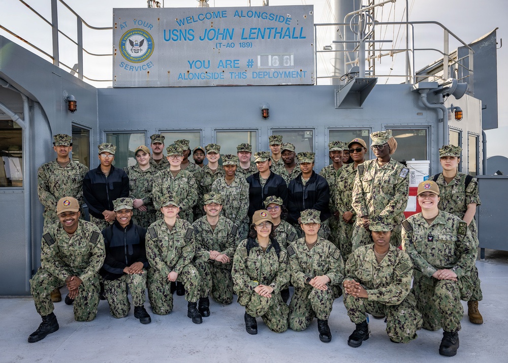 March 11, 2026 -- Sailors visit USNS John Lenthall (TAO 189) before COMFEX