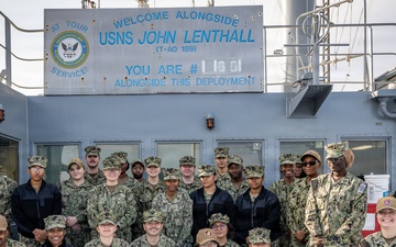 March 11, 2026 -- Sailors visit USNS John Lenthall (TAO 189) before COMFEX