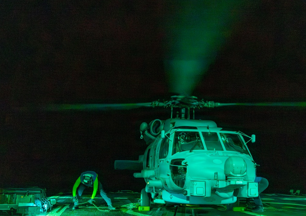 Night Flight Operations Conducted in the East China Sea by USS Dewey
