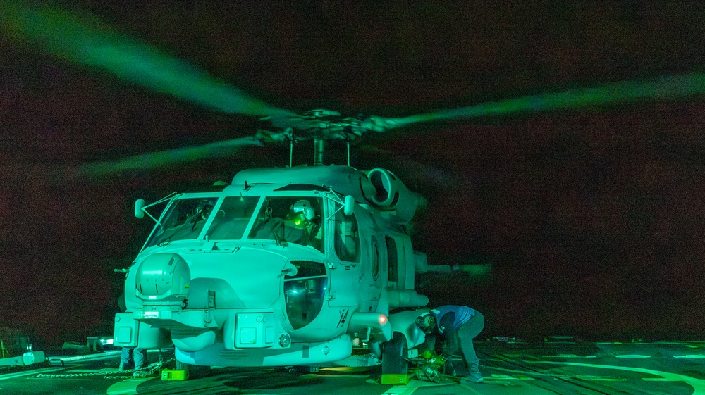 Night Flight Operations Conducted in the East China Sea by USS Dewey