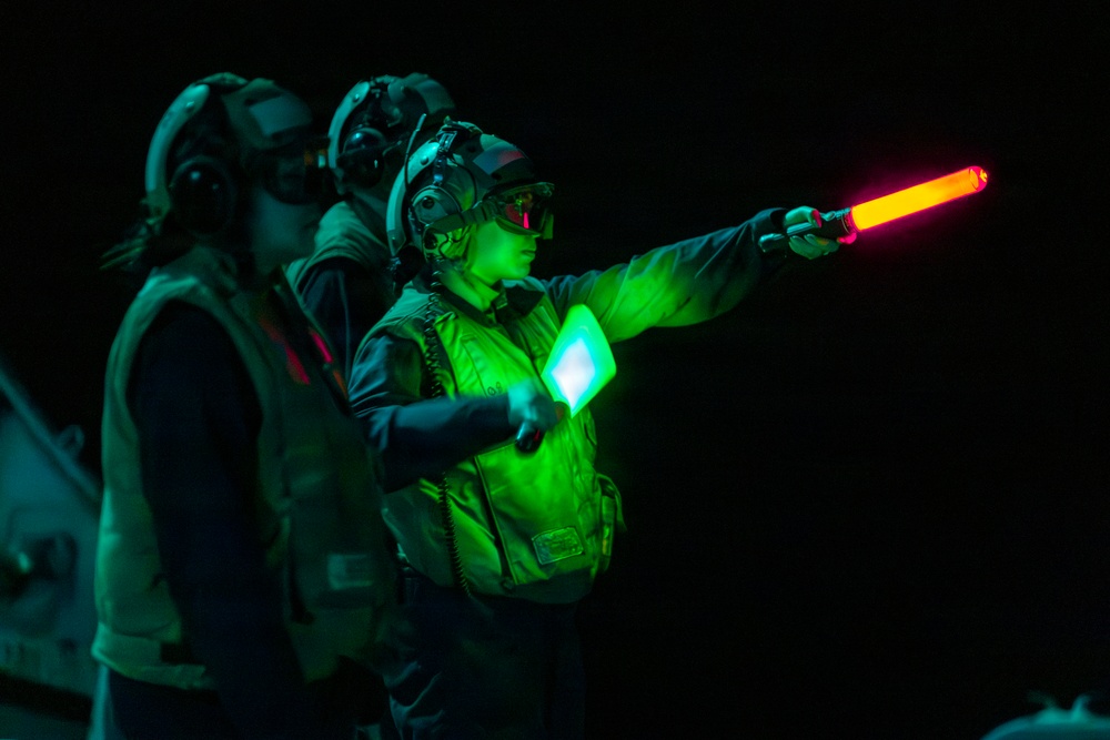 Night Flight Operations Conducted in the East China Sea by USS Dewey