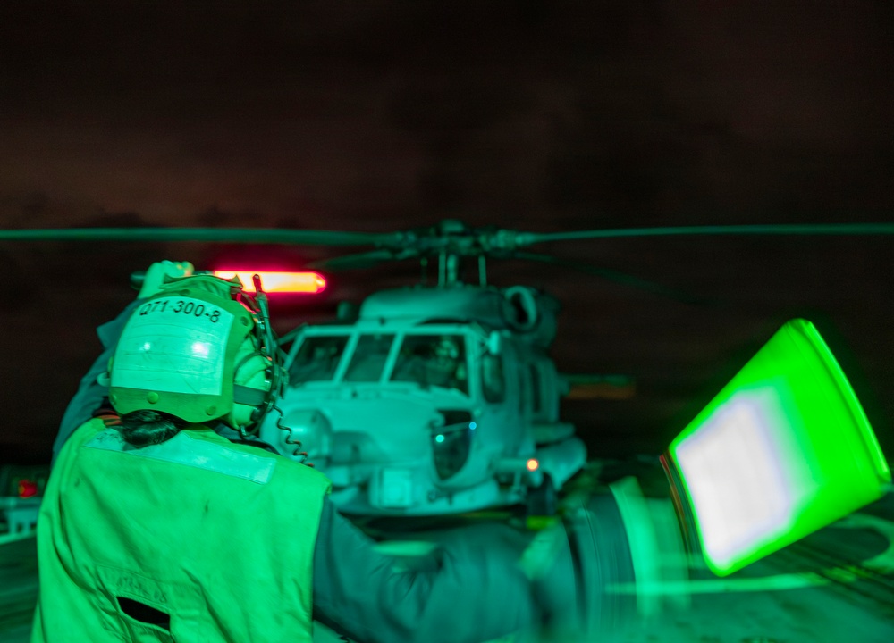 Night Flight Operations Conducted in the East China Sea by USS Dewey