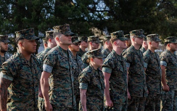 Marines aboard Quantico attend a Battalion Brief