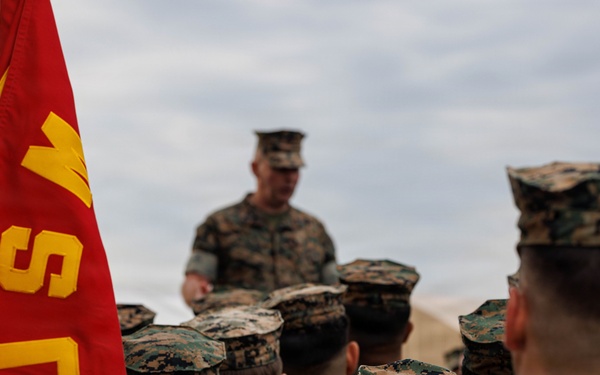 Marines aboard Quantico attend a Battalion Brief