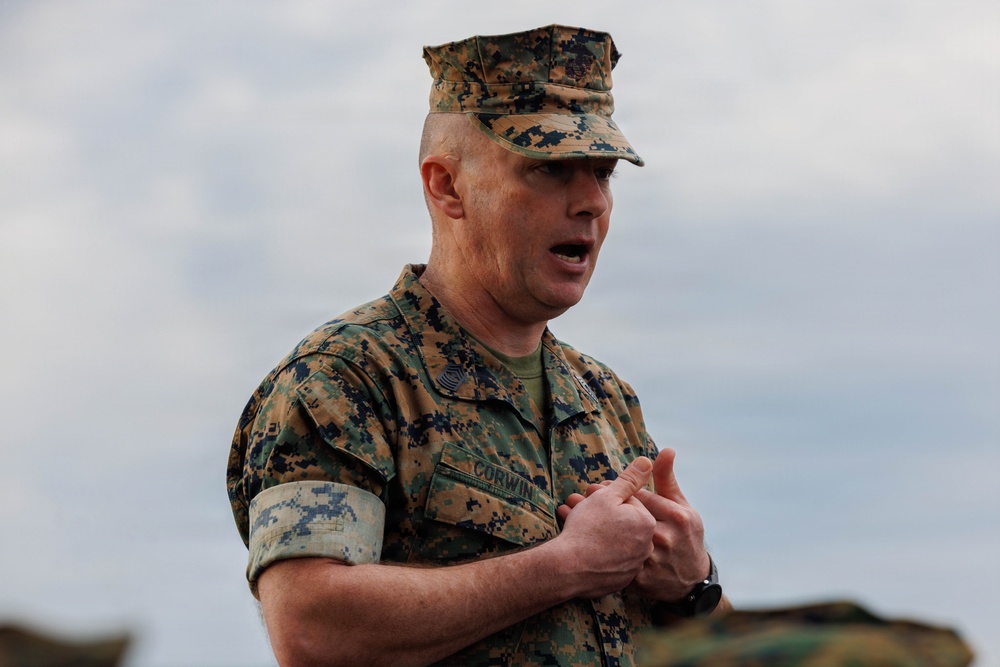 Marines aboard Quantico attend a Battalion Brief