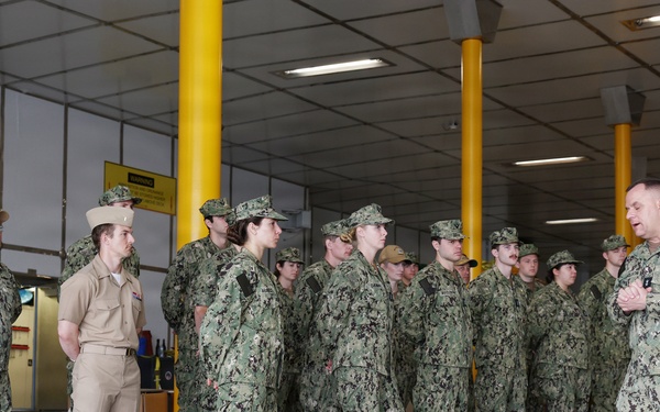 Rear Adm. Benjamin R. Nicholson tours USNS Cody