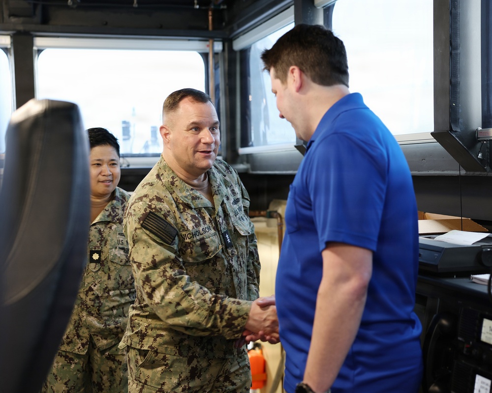 Rear Adm. Benjamin R. Nicholson tours USNS Cody