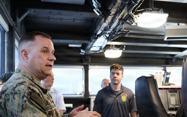 Rear Adm. Benjamin R. Nicholson tours USNS Cody