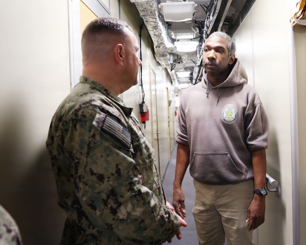 Rear Adm. Benjamin R. Nicholson tours USNS Cody