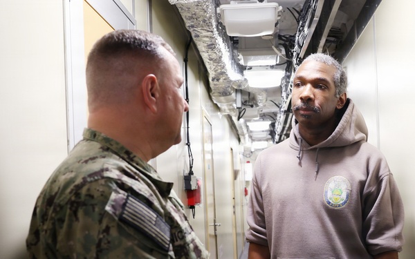 Rear Adm. Benjamin R. Nicholson tours USNS Cody