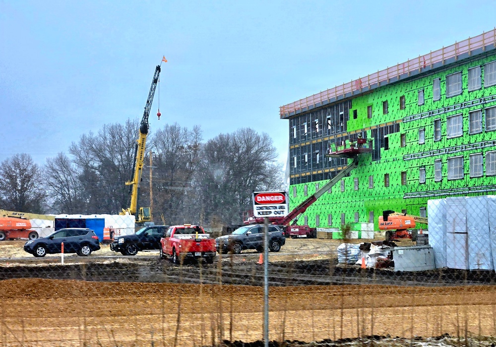 March 2026 construction operations for fiscal year 2024-funded $55.75 million Collective Training Officers Quarters Project at Fort McCoy