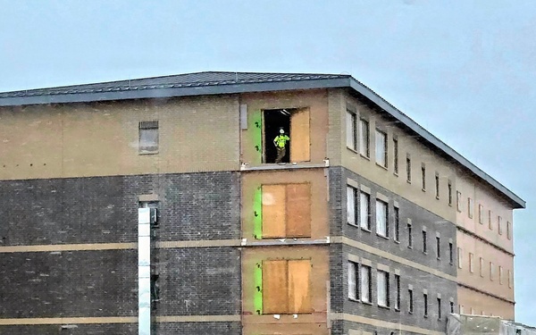 March 2026 construction operations for fiscal year 2024-funded $55.75 million Collective Training Officers Quarters Project at Fort McCoy