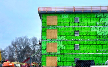 March 2026 construction operations for fiscal year 2024-funded $55.75 million Collective Training Officers Quarters Project at Fort McCoy