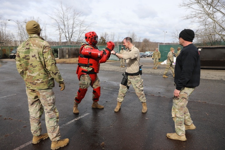 Soldiers assigned to the 1st Battalion, 178th Field Artillery Regiment conducted Oleoresin Capsicum (OC) spray certification training at Davison Army Airfield, Fort Belvoir, Feb. 22–27
