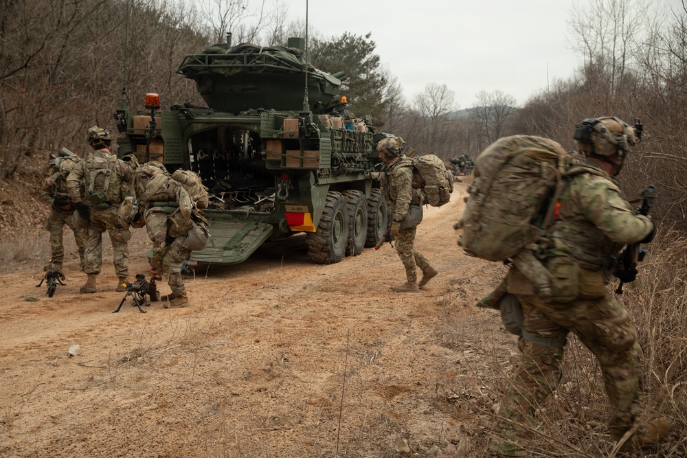 Soldiers dismount Stryker